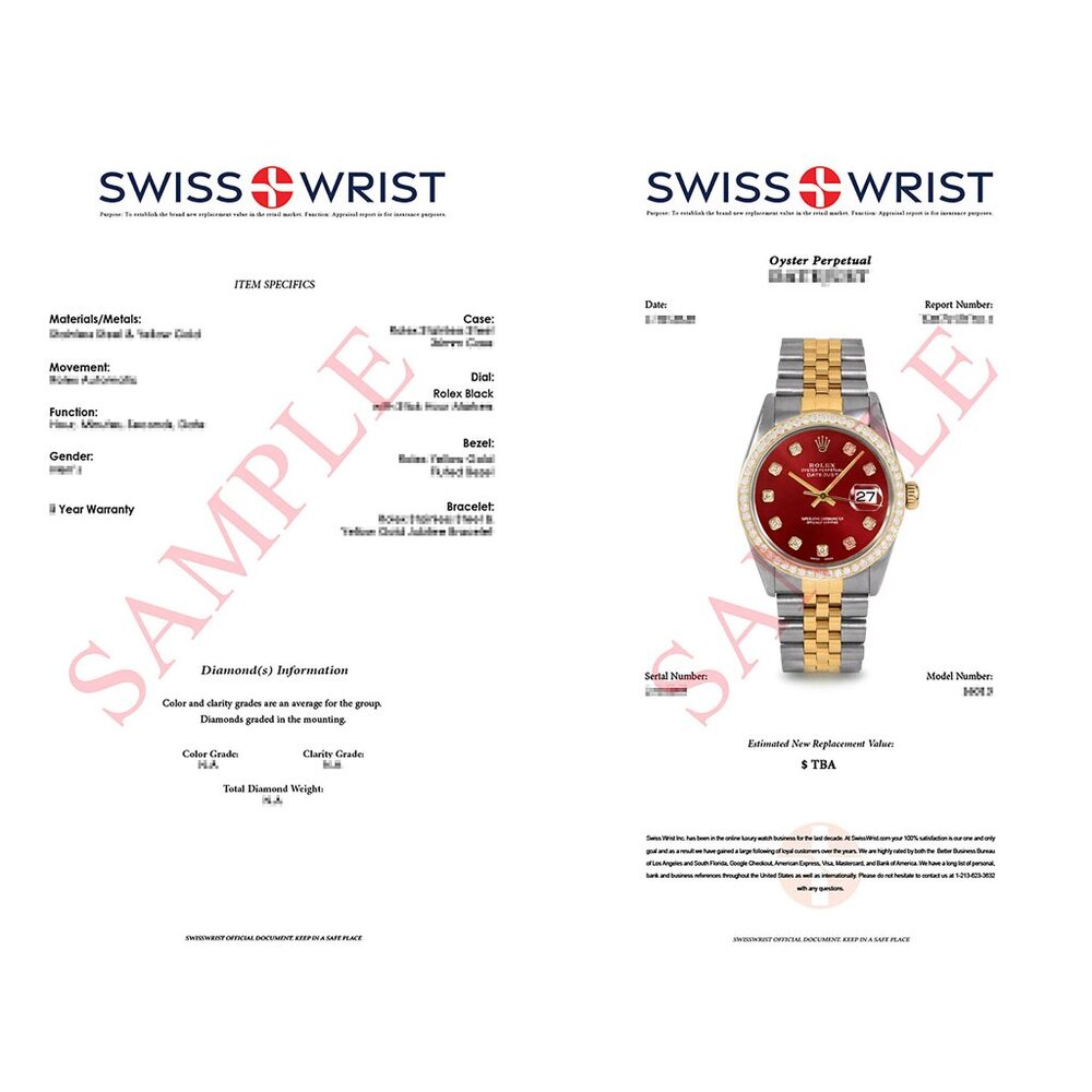 Pre-Owned Rolex 16013 Men's 36mm Datejust Watch Custom Red Diamond Dial & Bezel